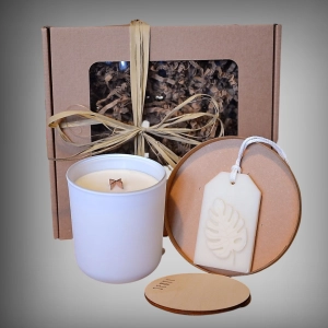 Box Świeca 270ml białe szkło + zawieszka zapachowa